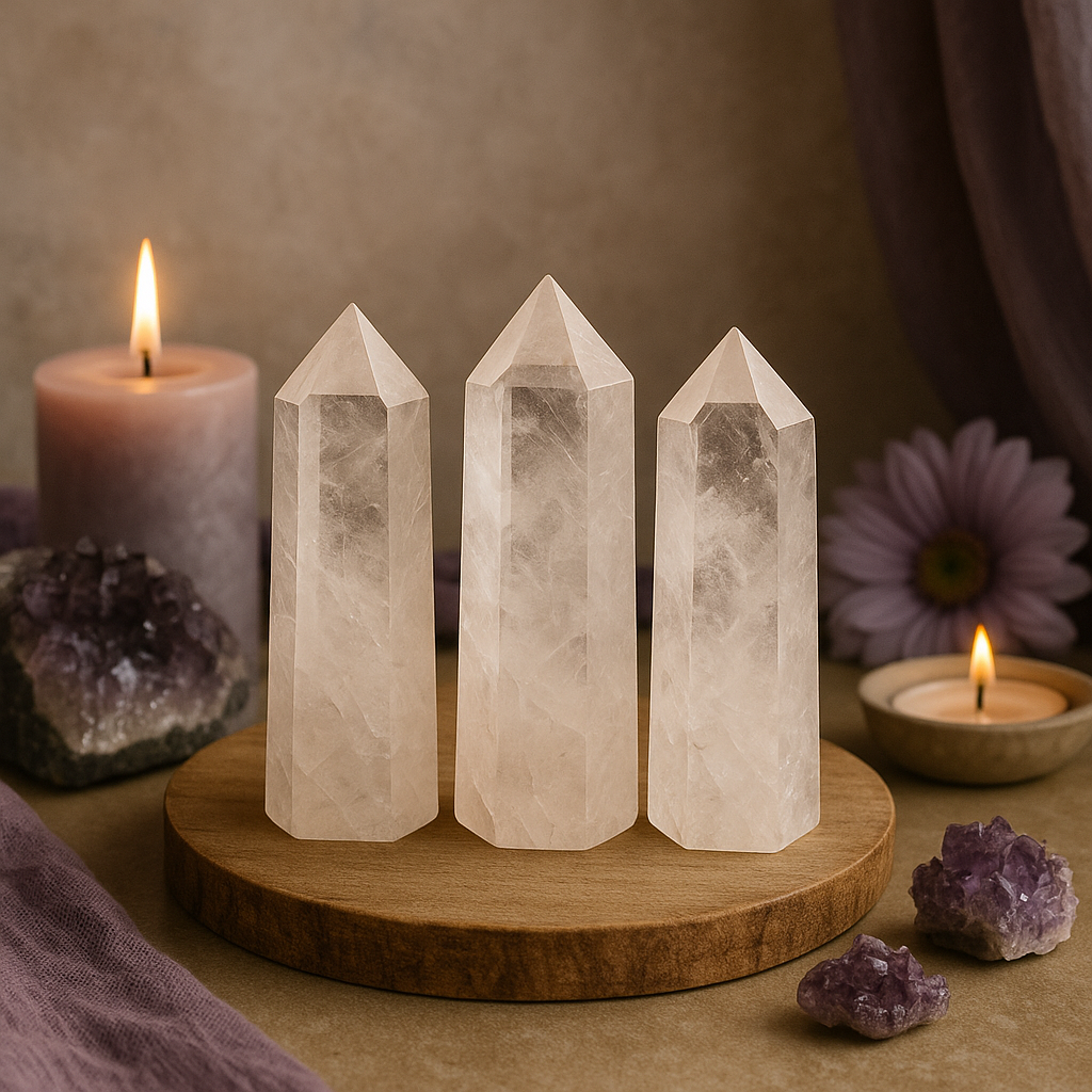 “Pack 3 cuarzos maestro generador 8–10 cm – 6 facetas calidad AA”