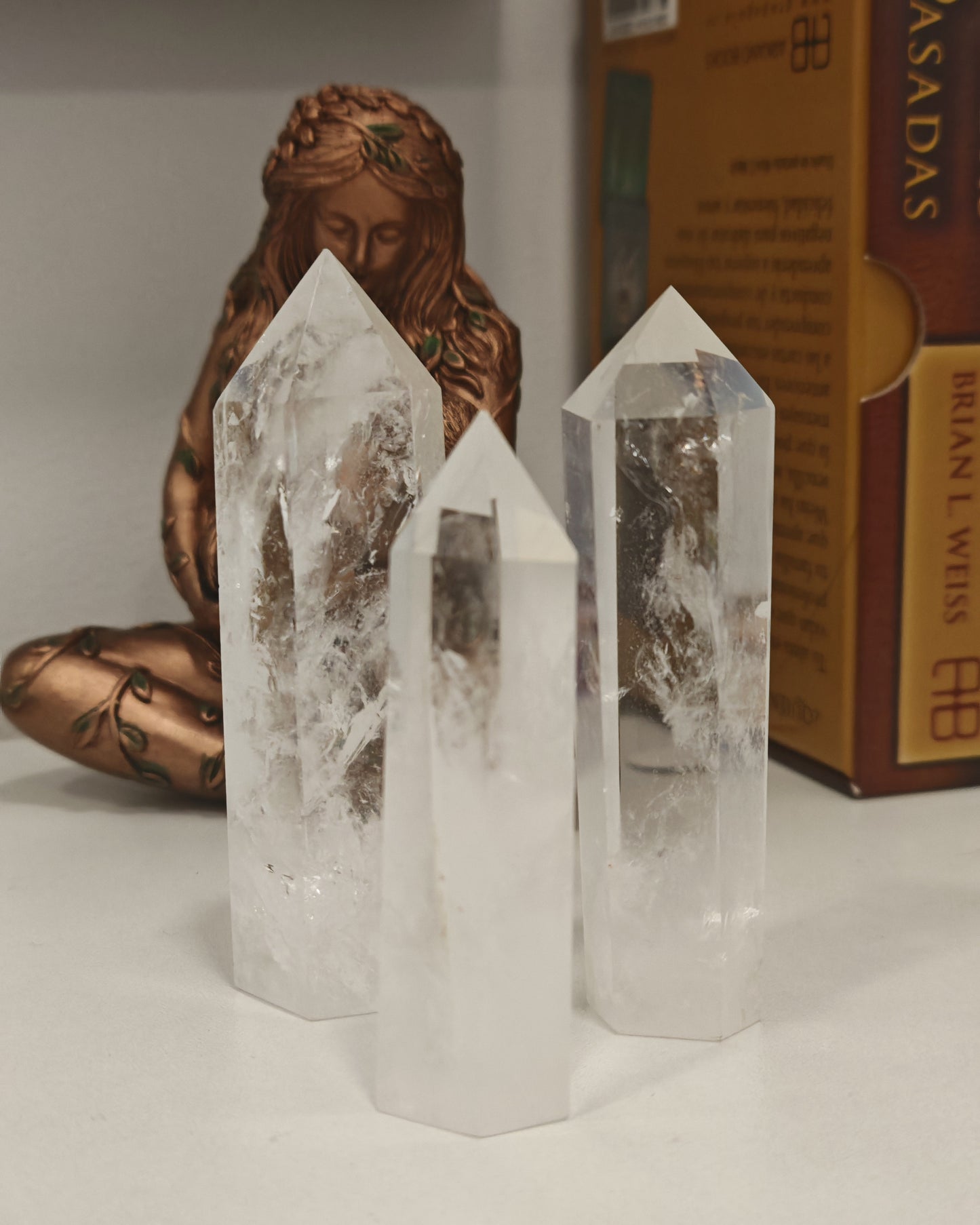 Pack 3 Puntas de Cuarzo Maestro Generador PERFECTO  8–10 cm | 6 facetas